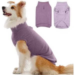 IECOii 2 Pack Dog Fleece Sweaters Vest Boy Girl - Warm & Stretchy & Soft Dogs Fleece Sweaters for Walking, Hiking, Running, Camping, Hunting in Fall & Winter (Size XL,Dark Purple & Light Purple)