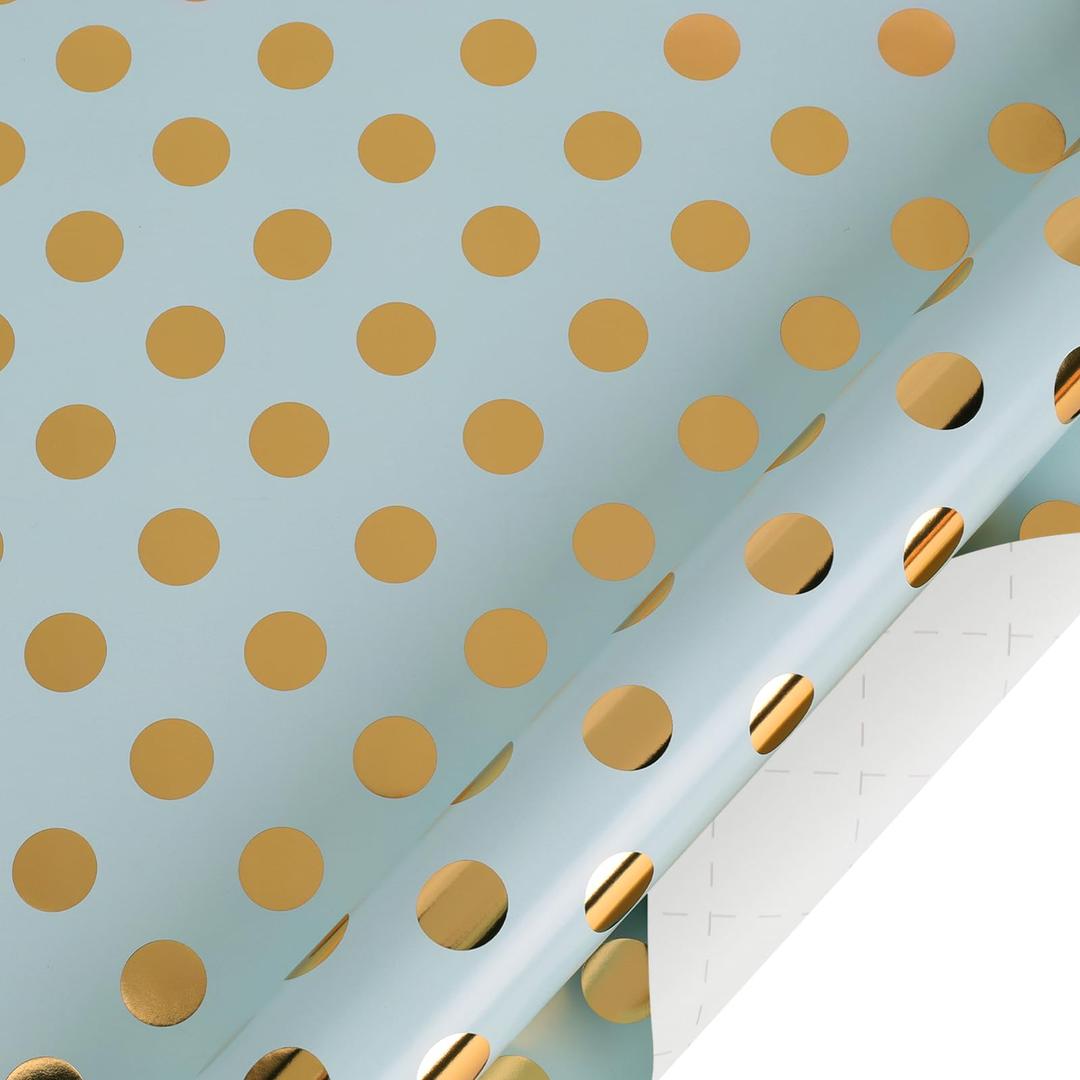 BEISHIDA Rose Gold Gift Wrapping Paper Metallic Wrapping Paper Roll Solid Color Gift Wrap Paper, Packing Paper for Wedding, Birthday, Graduation, Christmas Wrapping Paper(17inches X 32.8ft) POLKA COLOR
