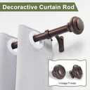 36-72 Inches Curtain Rods for Window, Vimayta 1 Inch Diameter Drapery Rod with Resin Finials, Ideal Adjustable Heavy Duty Single Curtains Rod for Bedroom, Living Room Decoration, Matte Brown