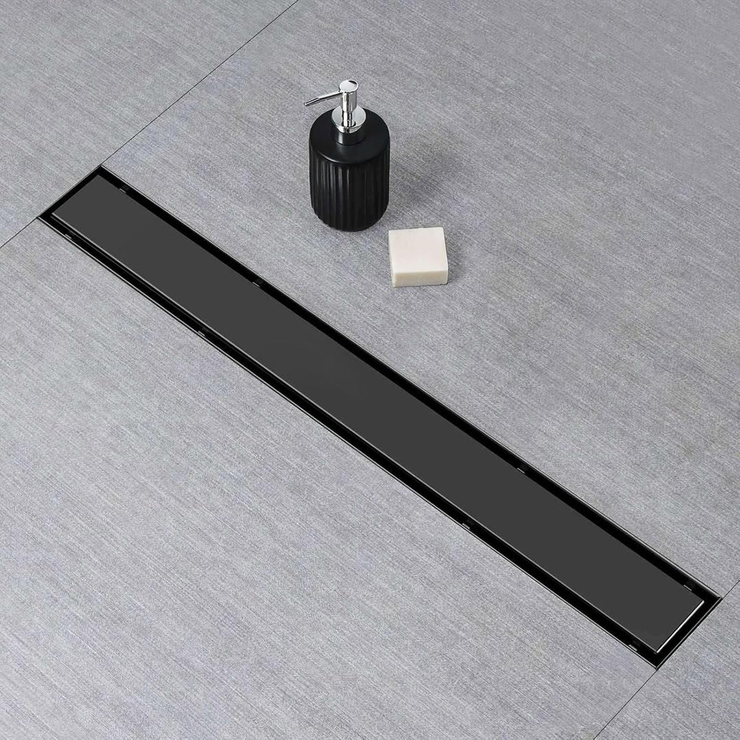 SaniteModar Linear Shower Drain 20 inch Matte Black with Tile Insert Panel