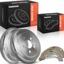 3 x A-Premium Rear Brake Drums and Shoes Set Compatible with Toyota Corolla 2003-2008, Celica 2000-2005, Prius 2004-2008, 6-PC Set