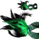 Wildarms Couple Masquerade Masks - Feather Women & Venetian Men Masks for Halloween Party, Mardi Gras Cosplay