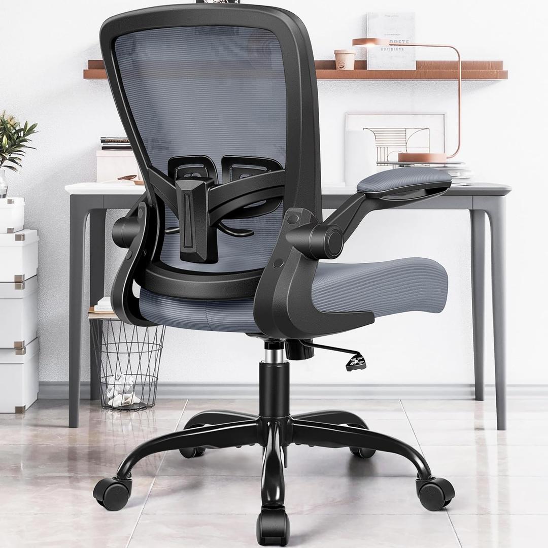 FelixKing Office Chair, Ergonomic Desk Chair with Adjustable Height and Lumbar Support Swivel Desk Computer Chair with Flip up Armrests for Conference Room (Dark Gray) (FK918)