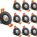 LightingWill 2inch LED Dimmable Downlight, 3W COB Recessed Ceiling Light, Natural White 4000K-4500K, CRI80, 25W Halogen Bulbs Equivalent, Black (10 Pack) (Black Trim - 10Pack)