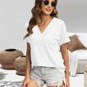 T Shirts Short Sleeve V Neck Tees Womens Tops Beach Vacation Fashion Clothes 2026 Casual Summer Spring Fall Outfits L