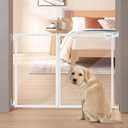 beeNbkks Hardware Mounted Clear Dog Gate, No Bottom Bar Pet Safety Gate for Doorways Hallways Stairs, Fit for 28"-43.5" Wide Opening, 30" Tall, with One-Hand Dual Swing Door, Indoor Outdoor Use