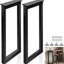 40 Inch Metal Bar Table Legs, Heavy Duty Desk Dinning Table Legs with Adjustment Feet Pads DIY Iron Furniture Feets, Set of 2,Black