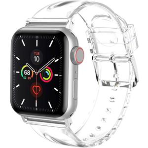iiteeology Compatible with Apple Watch Band 46mm 45mm 44mm 42mm 41mm 40mm 38mm, Transparent Clear Soft Silicone iWatch Bands for Women Series 1-11