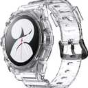 NotoCity for Galaxy Watch 4 Galaxy Watch 5 Watch 6 40mm Band, Clear Band with Protective Case Replacement Strap for Galaxy Watch 4/5 (40mm, Clear)