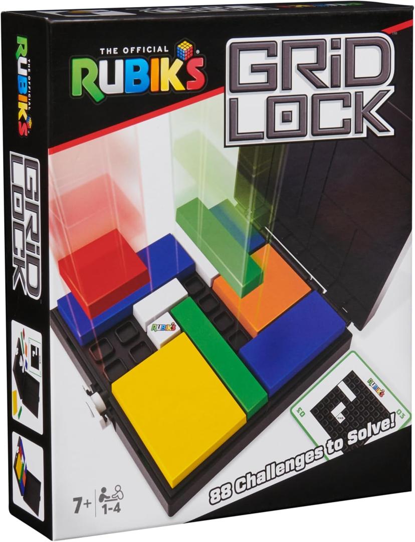 Rubiks Cube, Gridlock Game, The Problem-Solving Puzzle Game Based on The Iconic Rubiks Cube, Problem-Solving Brain Teaser, Classic Color-Matching Puzzle, 1 or More Players, for Ages 7 & Up