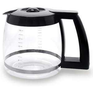 14-Cup Glass Replacement Coffee Carafe Compatible with Cuisinart Coffee Maker Models DCC-2200, DCC-2600, DCC-2800, DCC-3200, and DCC-3200P1, Coffee Pot Decanter Pitcher, Black Handle (EXP 07/07/26)