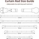 SMODBRODRE Black Curtain Rods for Window 28 to 48, 5/8 inch Small Decorative Curtain Rod Set with Brackets