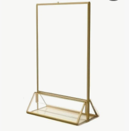 Clear Acrylic 2 Sided Frames with Gold Borders and Vertical Stand (Pack of 12)) | Ideal for Wedding Table Number Holder