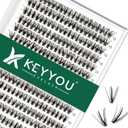 KEYYOU Lash Clusters 300pcs Individual Lashes, 30D 0.07D Curl 13mm DIY Eyelash Extension, Soft & Natural Volume Cluster Lashes with Large Tray