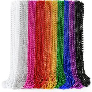 100PCS Mardi Gras Beads, Colorful Beads Necklace Toy Party Favors, 33" Bead Costume Accessories Bulk, Festival Mardi Gras Parade Throw Accessories Wedding Birthday Celebrations Decor