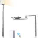 Selfie Stand with 360 Rotates Phone Holder, Foldable/Rechargeable/Wireless/Overhead Recording with 1000mah Battery for Live Stream/Make up/YouTube/Tiktok/Vlog, 7 Brightness LED Light(White)