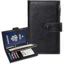 BKNOOU Passport Holder for Travel, RFID Blocking Passport Wallet Travel Wallet for Women Men, Leather Passport Cover with Zippered Coins Pocket, Trifold Clutch Wallet for Airport Essentials/ Daily