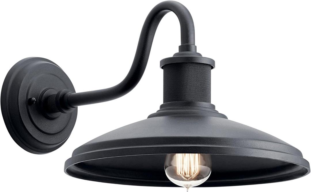 KICHLER Allenbury 12" 1 Light Outdoor Wall Light with Textured Black, 14" 1-Light