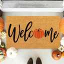 Fall Thanksgiving Natural Coir Doormat Cute Autumn Pumpkin Welcome Floor Mat Non-Slip Entrance Door Rugs for Indoor Outdoor Thanksgiving Home Bathroom Decor, 16.5 x 29 Inch