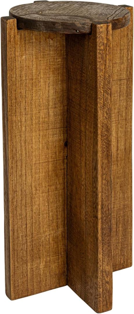 Creative Co-Op Paulownia Wood Round Accent Table, Brown (9.75" Diameter x 19.5 H, Dark Brown Stained)