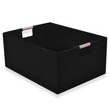3 Pack Ecverbyh Rectangular Storage Basket, Foldable Decorative Organizer With Wooden Carry Handles