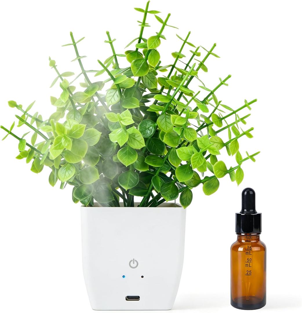 Der Rose Fake Plants Artificial Plants, Green Eucalyptus Style in White Pot, Small Decorative Accent for Bathroom Office Desk Shelf Bedroom Home Decor