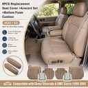 Priprilod Seat Cover Armrest Fit for Chevy Silverado GMC Sierra 1999-2002 | 6PCS Driver and Passenger Bottom Back, 2 Foam Cushions, #522/52i Med Tan Microfiber Leather, 1500 2500HD 3500, SLT SLE Z71