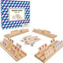 Upgraded Rummy Cube Game with 106 Large Number Rummy Tiles Set, 4 Wooden Racks & Dice - Family Board Games for Adults & Kids, Travel Size Rummy Games for 2-4 Players, Funny Night Game