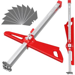 Foldable Drywall Cutting Tool,Can be cuts 1/4",3/8",1/2" & 5/8" Board,10 Utility Knife Blades & 19 Wheels | Dual Positioning System Gypsum Board Drywall Cutter for Home Renovation & Drywall Projects