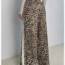 Verdusa Women's Petite Pants Leopard Print Baggy Pants Casual Workout Long Trousers College Clothes Brown Large Petite