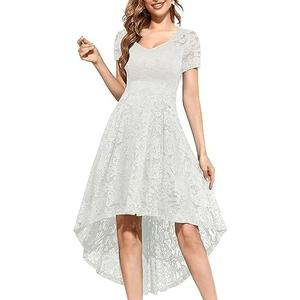 MUADRESS Women Floral Lace Bridesmaid Party Dress High Low Hem V Neck Formal Dresses for Wedding, Cocktail, 2XL