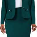 Women 2 Piece Business Suit Elegant Blazer Jacket and Skirt Sets Work Formal Office Clothes Suits (Large, Green)