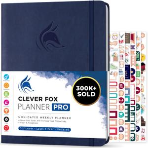 Clever Fox Planner PRO  Weekly & Monthly Life Planner to Increase Productivity, Time Management and Hit Your Goals, 8.5x11 (Dark Blue)