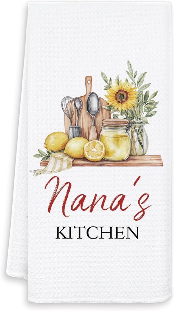 Nana's Grandma Kitchen Towels, Mother's Day Birthday Gifts for Nana Grandma Dish Tea Towels for Kitchen Decor, Grandmother Gifts from Grandkids Decorative Hand Towels, 16x24 Inch