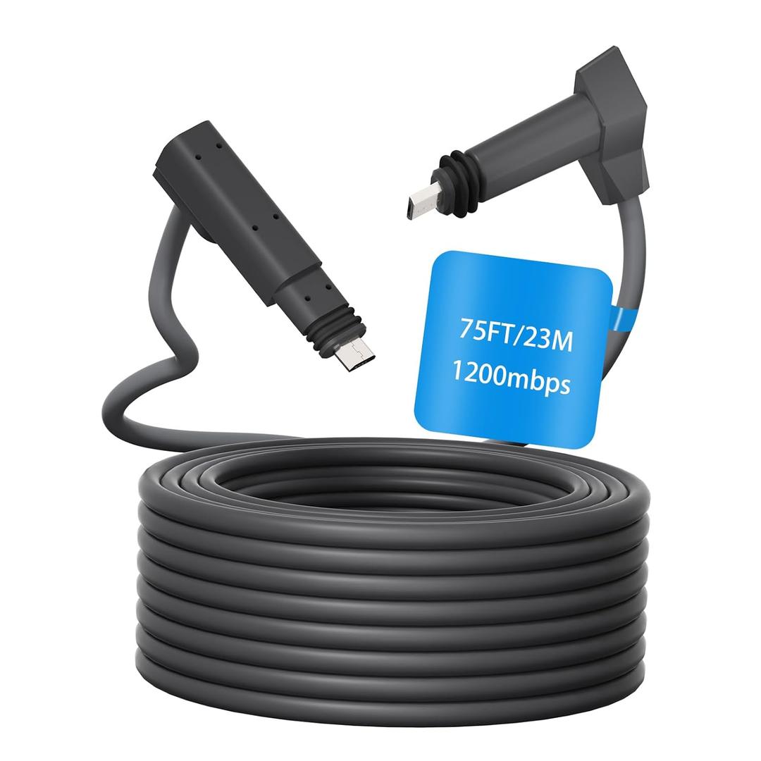 75FT/23M Starlink Cable Extension Kit - Waterproof Gray with End Caps, Replacement Satellite Cable for Starlink Rectangular Satellite V2 - Essential Starlink Accessories (23m)
