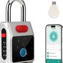 Smart Fingerprint Padlock with APP Unlock, Combination Lock, for Gym Lockers, Luggage, Travel, Keyless Biometric, IP65 Waterproof Lock for Outdoor Fence (White)