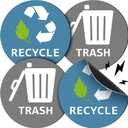 Chinco 8 Pieces Magnetic Recycle and Trash Logo Symbol Recycle Logo and Trash Can Magnetic Decal Dustbin Sticker for Cans Garbage Containers and Dustbin Bins
