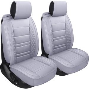 SPEED TREND Car Seat Covers  Premium PU Leather for Ultimate Comfort & Protection, Easy Installation and Universal Fit for Most Cars SUVs Trucks (ST-001 Front Pair, Gray)