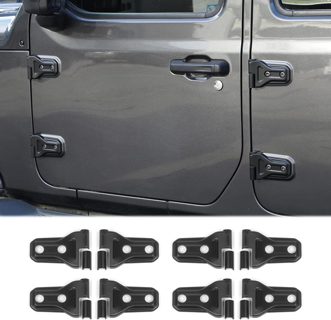 8PCS Door Hinge Cover Trim Accessories for 2018-2024 2025+ Jeep Wrangler JL JLU 2020-2024 2025+ Jeep Gladiator JT (Matt Black)