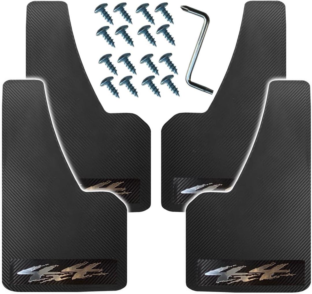 4 PCS Plus Size Carbon Fiber Pattern Car Mud Flaps, Splash Guard, Fit for Full-Size Suvs, Pickup, Truck, Rvs, and Freight Caravans All-Weather with Wide Body and Scratch/Abrasion Resistance
