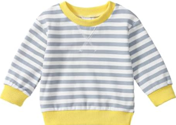 Toddler Girl Sweatshirt Long Sleeve Striped Pullover Top Fall Winter Outfits 1-5T (Green-orange)