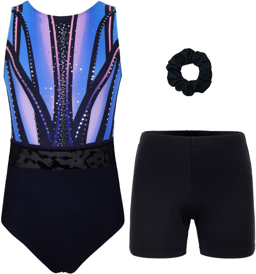 Gymnastics Leotards for Girls, Adult, Child With Shorts Activewear, 11-12Y