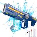 Powerful Electric Water Gun for Adult - Auto Refill Squirt Gun with Battery Powered Large Capacity Strongest Super Water Soaker Blaster Gun with Light for Kid Boy Toy for Pool Swimming Summer Outdoor (Blue)
