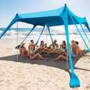 13x10FT Beach Tent Sun Shelter – UPF50+ Outdoor Canopy with 10 Sandbags, Sand Shovel, Ground Pegs & Stability Poles – Portable Shade for Camping, Fishing, Picnics & Beach Trips
