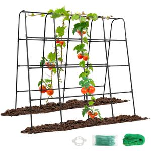 GOJAWAY 63" L x 63" H Cucumber Trellis for Raised Bed, Metal Arch Garden Trellis for Climbing Plants Outdoor, U-Shape Gardening Support Frame for Vegetable, Flower, Fruits, Vine