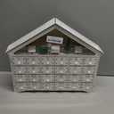 MorTime LED 24 Day Advent Calendar Decorated with Christmas Tree House and LED Lights, Lighted White Wooden Countdown to Christmas Calendar