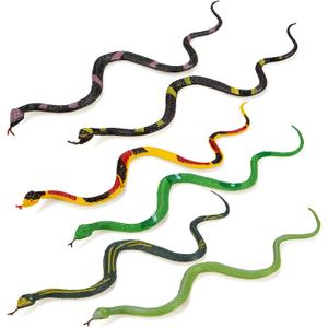 Rubber Snake 9.5" Fake Snake Toy 12 Pcs Realistic Snake Gag Gift Practical Joke Props Halloween Decor April Fool's Day Party Supplies