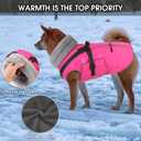 PETDSH Dog Coat Large, Built-in Harness Dog Jacket with Warm Fleece Lining, Waterproof Reflective Dogs Winter Coat, Pet Coats with Pocket and Trash Bags (Pink, XX-Large)