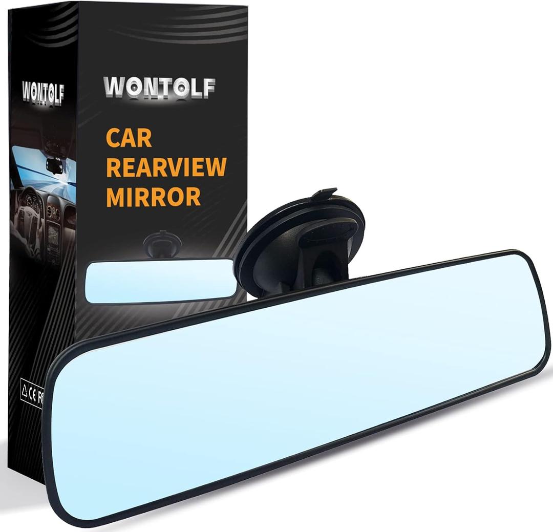 Wontolf Universal Rear View Mirror with Suction Cup - Anti-Glare Interior Mirror for Car, Truck, SUV & Boats - 9.76" (248mm) (12IN Blue)