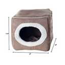 Cat House - Indoor Bed with Removable Foam Cushion - Cat Cave for Puppies, Rabbits, Guinea Pigs, and Other Small Animals by PETMAKER (Light Brown) (Pack of 2)